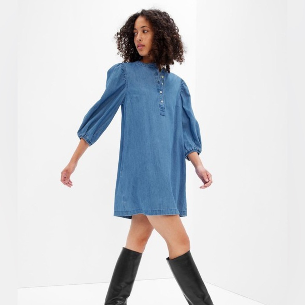 GAP Denim Popover Mini Dress with Washwell - L